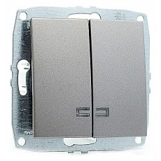 Выключатель двухклавишный с подсветкой без рамки mono electric despina - larissa 500-002425-103